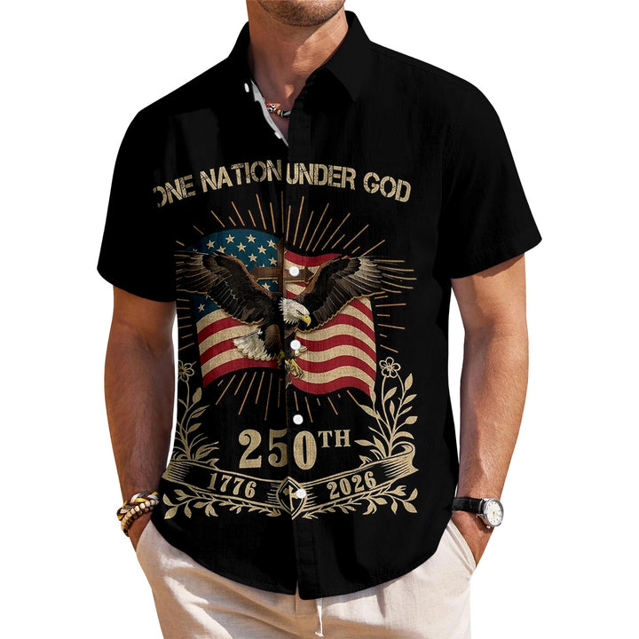 Flag Button Up Shirt Men 250 Years of Freedom Short Sleeve Hawaiian Shirts Summer Tops for Independence Day expert