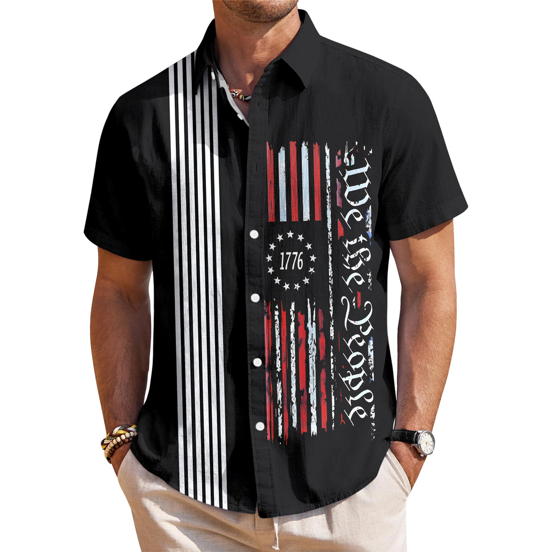 Patriotic Button Up Shirts for Men Flag 250 Years Lapel Short Sleeve Casual Trendy Hawaiian Shirts for Travel useful