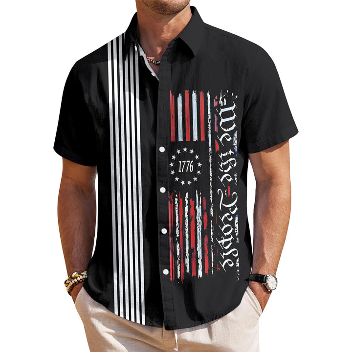 Patriotic Button Up Shirts for Men Flag 250 Years Lapel Short Sleeve Casual Trendy Hawaiian Shirts for Travel useful