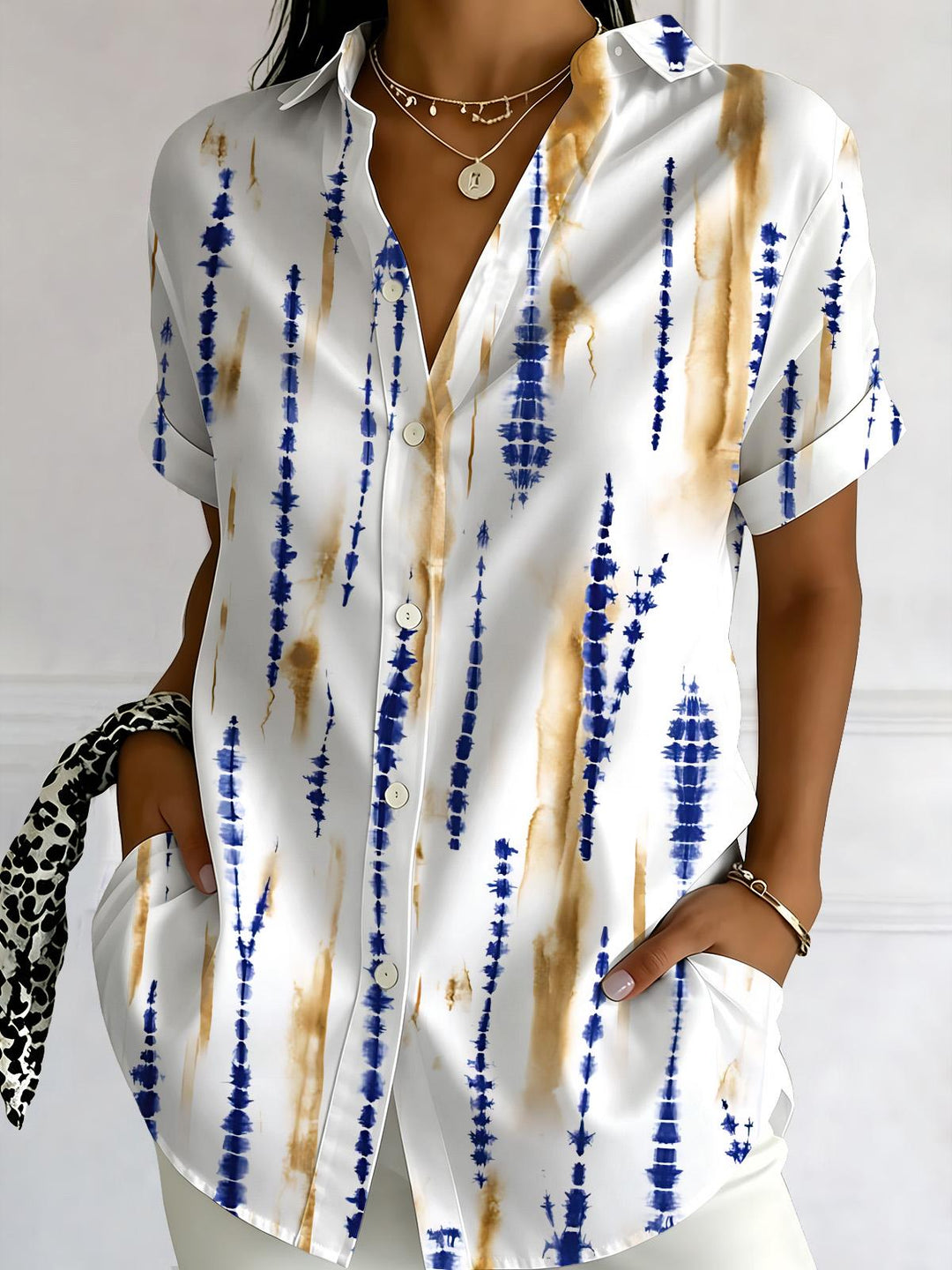 Gradient Print Women's Short Sleeve Shirts
