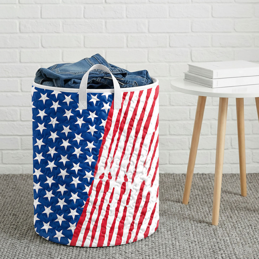 American Flag Laundry Basket Quilted Summer Holiday Basket Large Laundry Hamper with Handles for Bedroom adorable