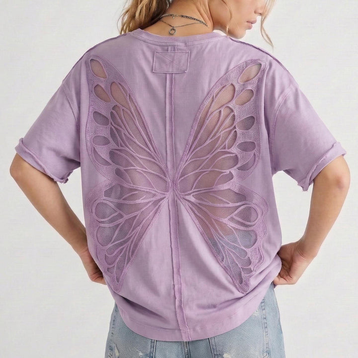 Cut Out Tops for Women Butterfly Cut Out Back Fashion Casual T Shirts Loose Fit Basic Tops for Going Out newcomer