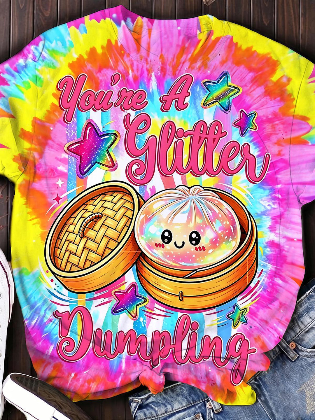 Tie Dye You're A Glitter Dumpling Women's Short Sleeve Crew Neck T-shirt