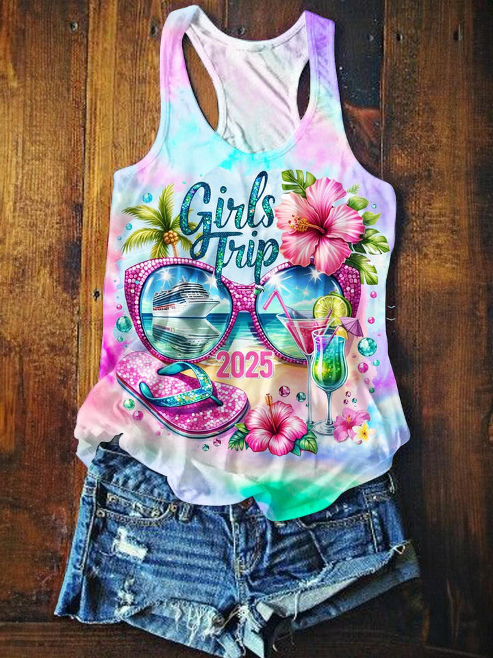 Girl Trip Vacation Printed Casual Tank Top