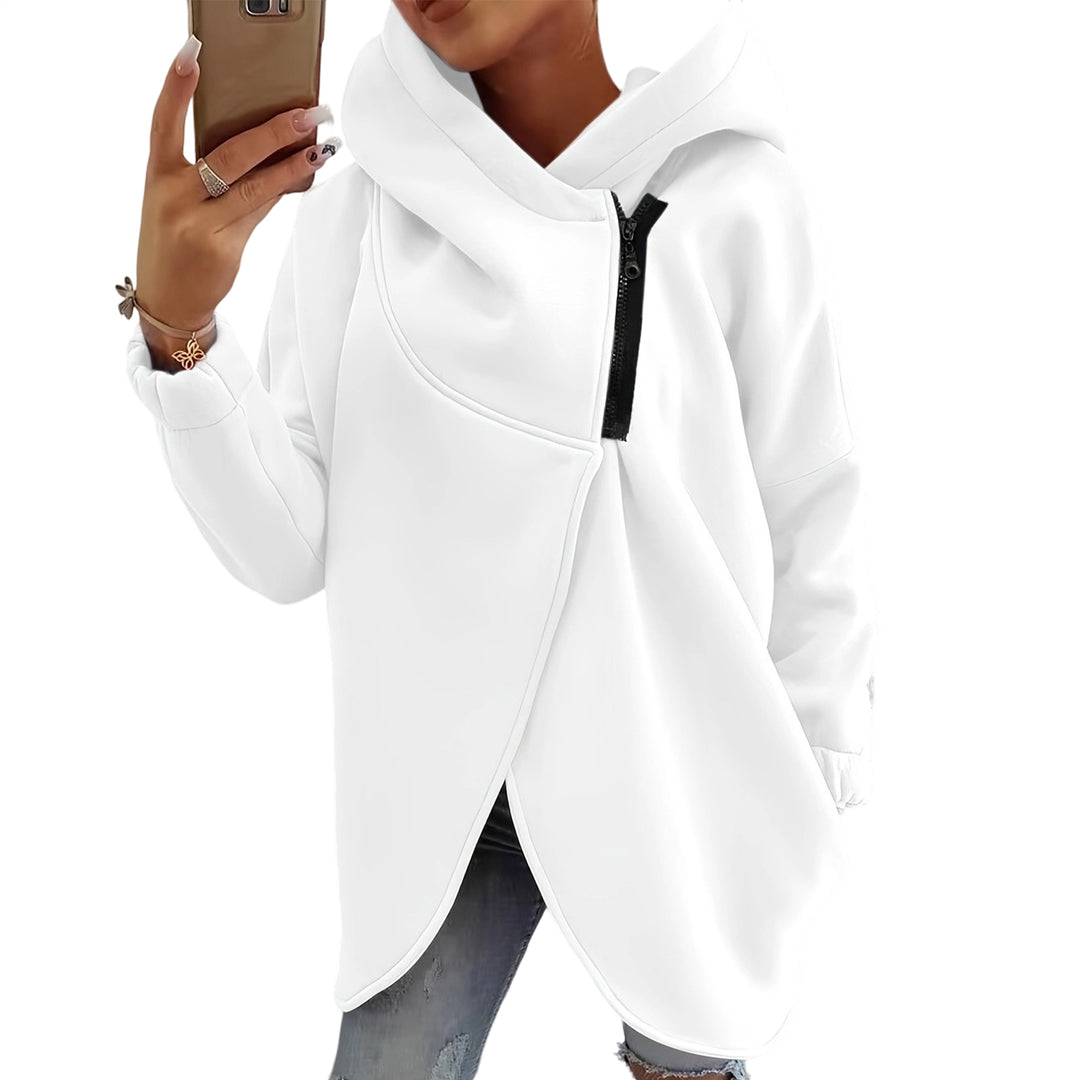 Oversized Zip Up Hoodie for Women Asymmetric Long Sleeve Trendy Hoodies Jackets with Large Hood for Travel attractively