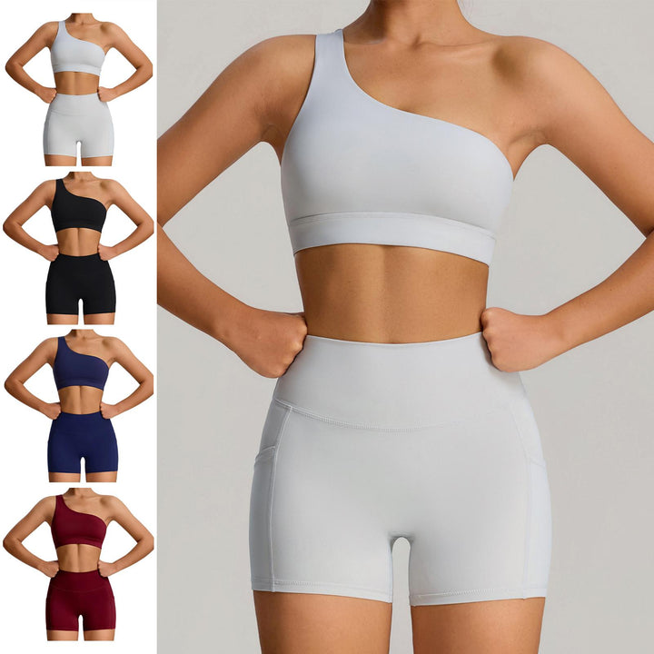 Bra and Shorts Workout Set High Waisted Seamless Off Shoulder Sports Bra and Shorts Lounge Set for Running favorable