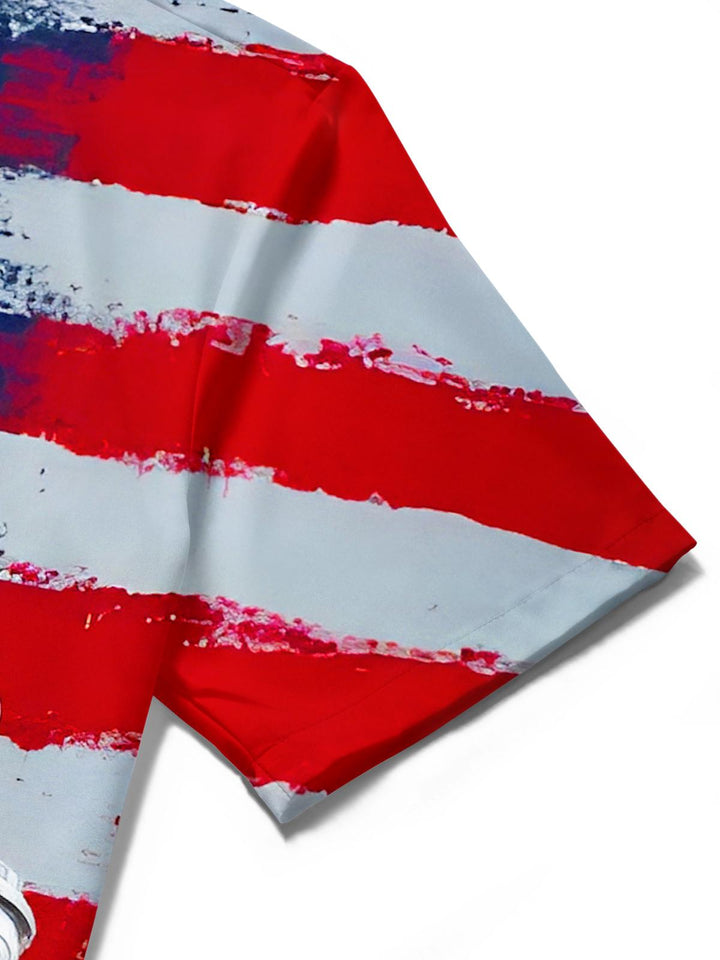 Capitol Building USA Flag Independence Day Men's Pocket Short Sleeve Shirts