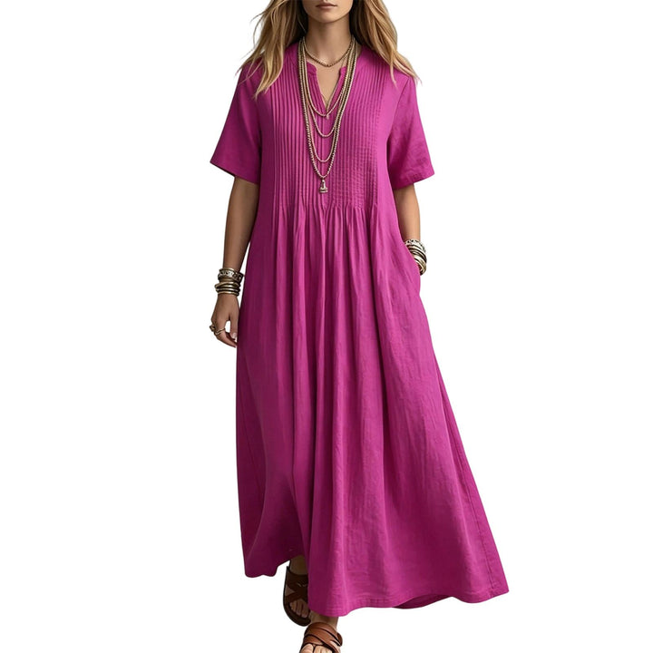 Short Sleeve Maxi Dress V Neck Short Sleeve Casual Long Dresses Loose Summer Clothes for Vacation Dating welcoming