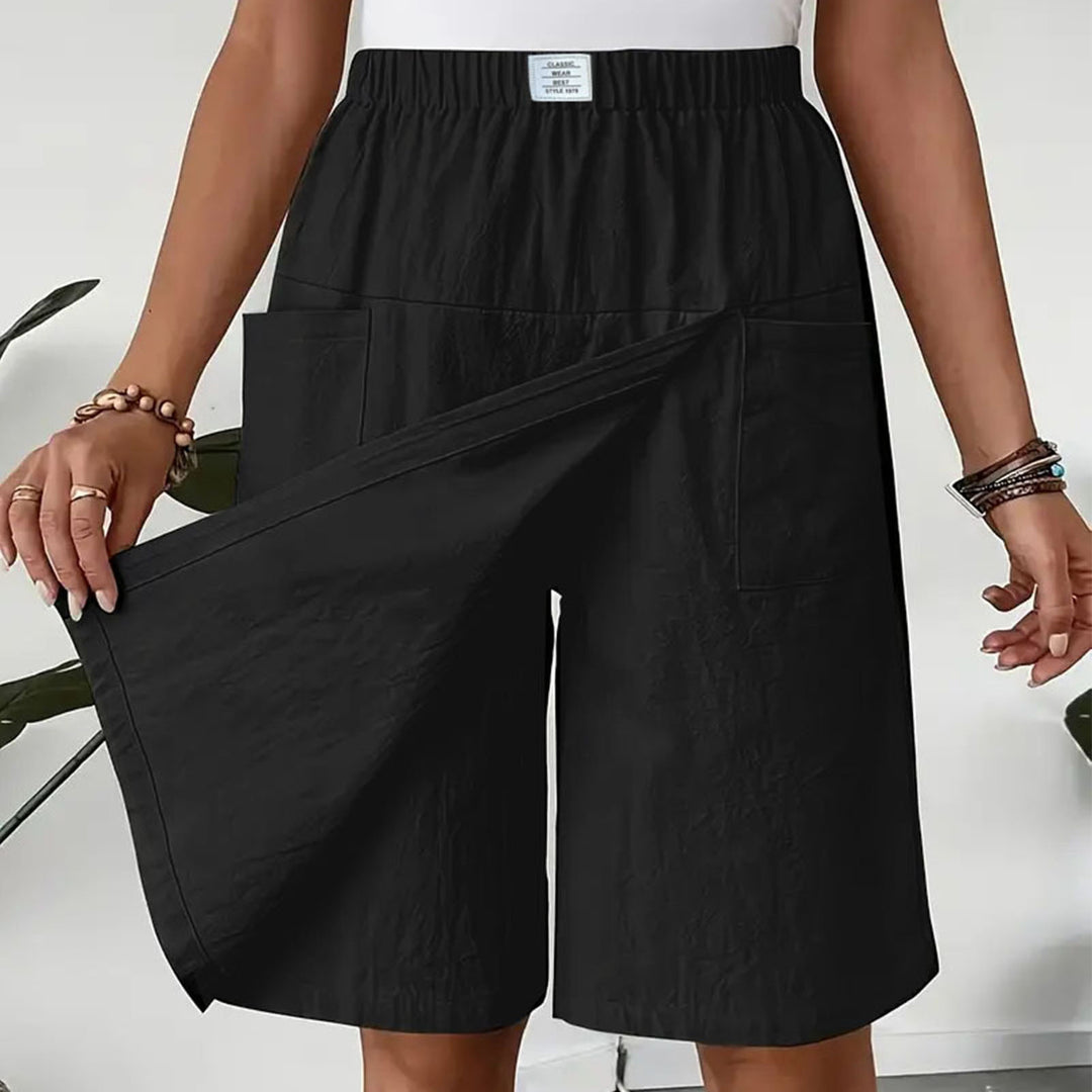 Womens Skorts with Pockets Wrap Summer Casual Bermuda Shorts Elastic Waist Wide Leg Skorts for Running Sports regular