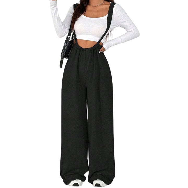 Womens Suspender Pants High Waisted Casual Sleeveless Jumpsuit Baggy Wide Leg Suspender Overalls for Travel classy