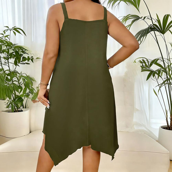 Sleeveless Summer Dress Front Zipper Summer V Neck Beach Dresses Sleeveless Loose Sundresses for Daily Wear ordinary