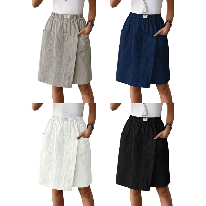 Womens Skorts with Pockets Wrap Summer Casual Bermuda Shorts Elastic Waist Wide Leg Skorts for Running Sports regular