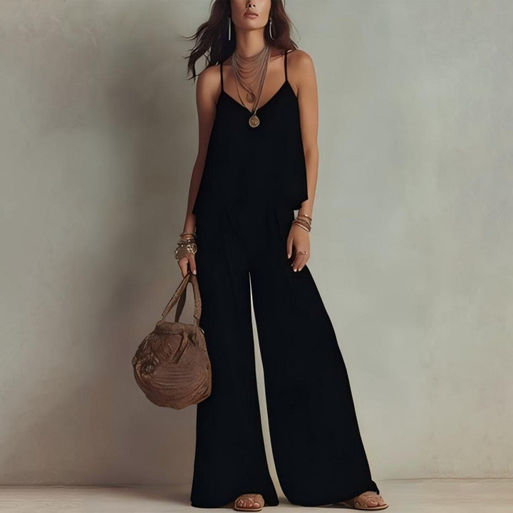 Womens Two Piece Sets Summer Spaghetti Strap Solid Color Bustier Wide Leg Pant Going Out Clothes for Party heathly