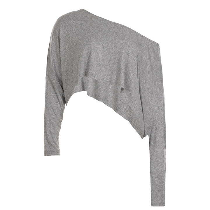 Off The Shoulder Crop Tops for Women Long Sleeve Slouchy Off The Shoulder Top Loose Casual T Shirt for Dating proficient