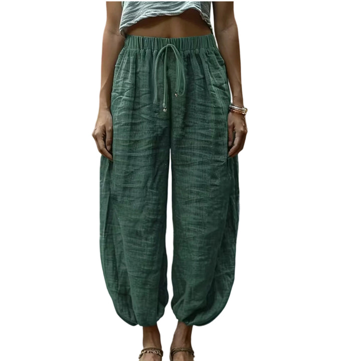 Harem Pants for Women Cotton Summer Boho Slacks with Pockets Lounge Drawstring Pants for Vacation Beach refined