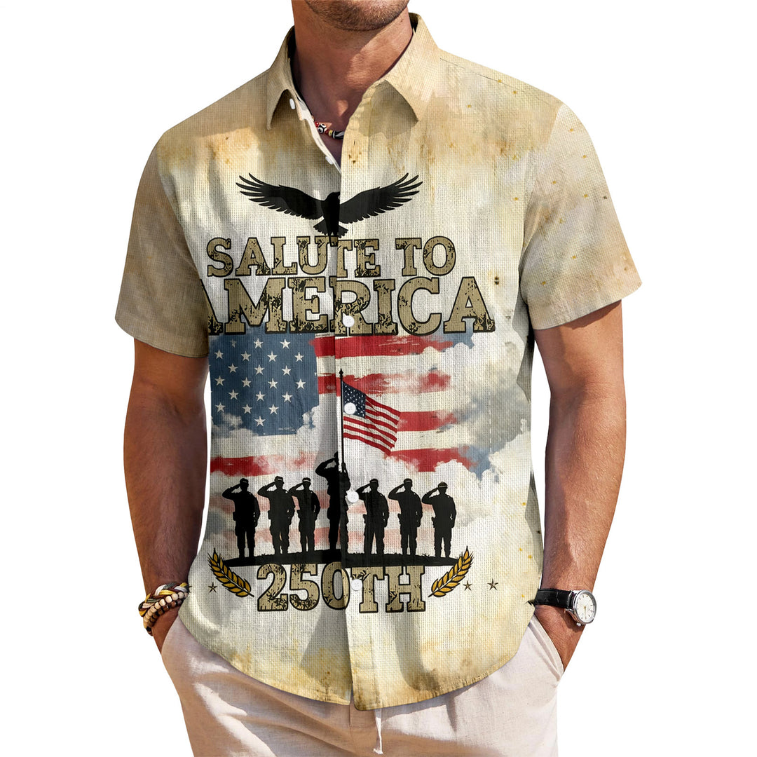 Flag Button Up Shirt Men 250 Years of Freedom Short Sleeve Hawaiian Shirts Summer Tops for Independence Day expert