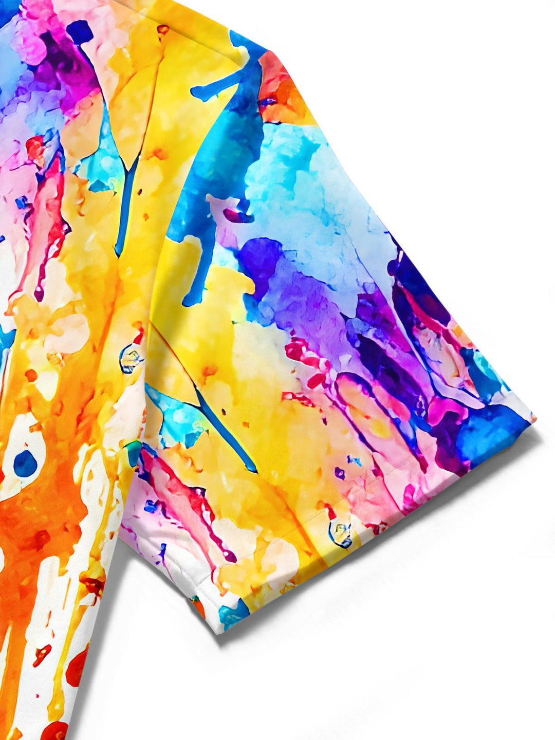 Rainbow Tie Dye Paint Splatter Floral Women's Short Sleeve Shirts