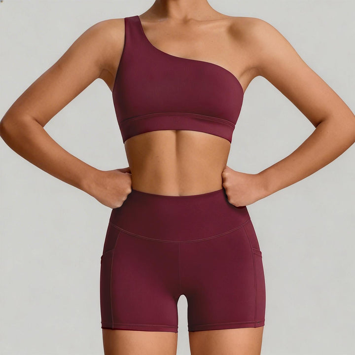 Bra and Shorts Workout Set High Waisted Seamless Off Shoulder Sports Bra and Shorts Lounge Set for Running favorable