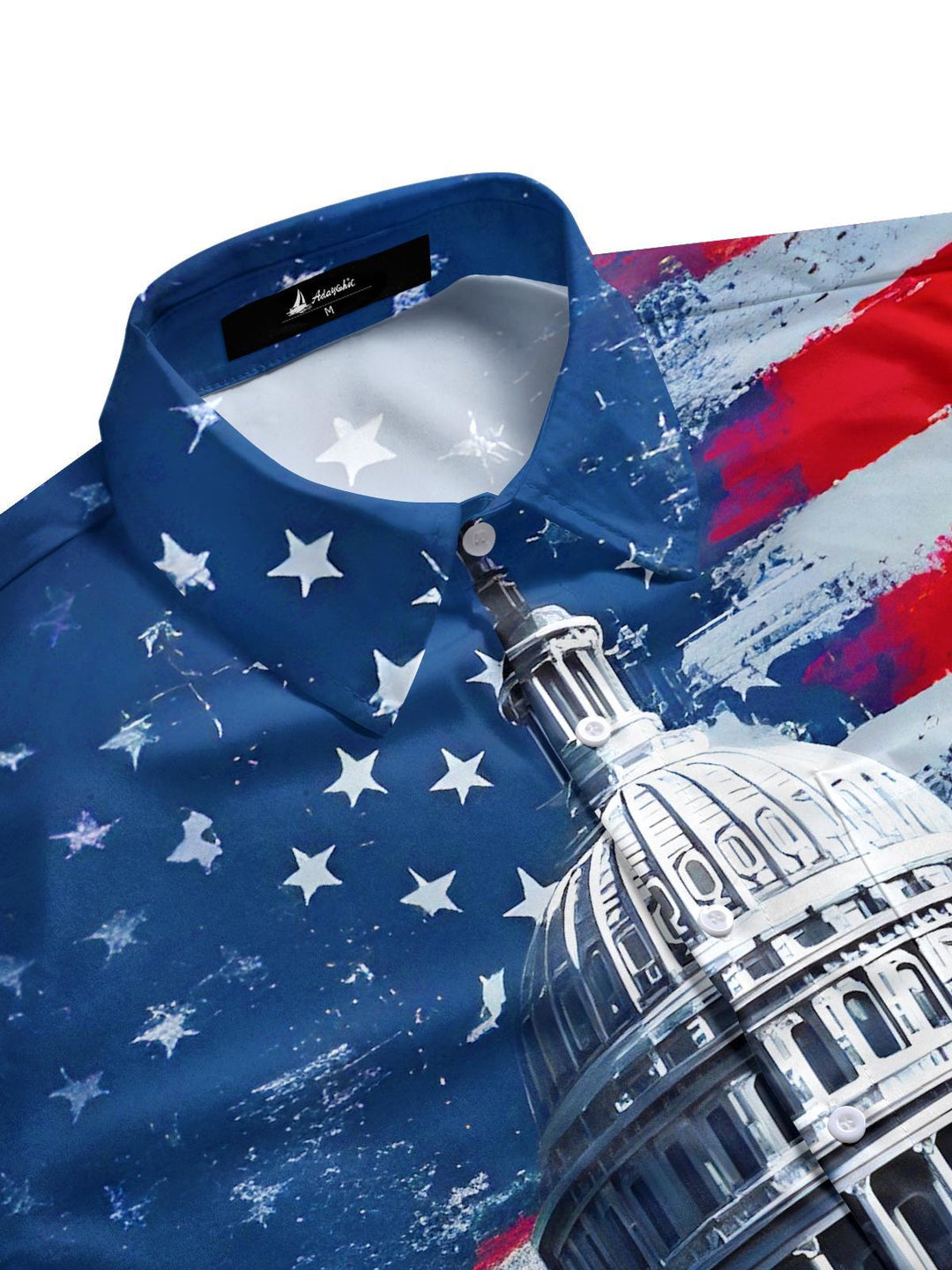 Capitol Building USA Flag Independence Day Men's Pocket Short Sleeve Shirts
