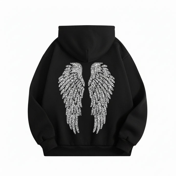 Angel Wings Hoodie Women Sequin Glitter Casual Oversized Long Sleeve Pullover Hoodies Trendy Tops for Travel here