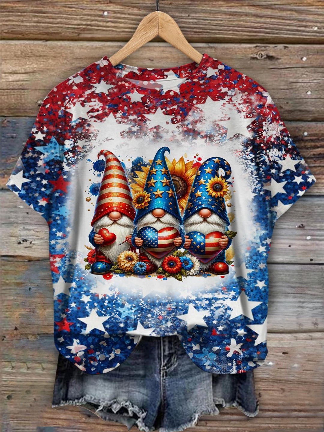 American Heart Gnomes Tie Dye Crew Neck T-shirt