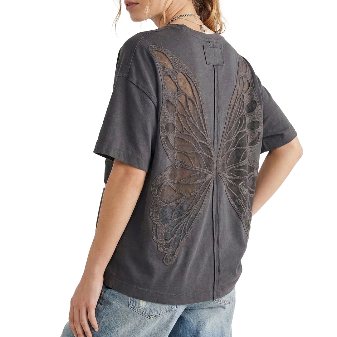 Cut Out Tops for Women Butterfly Cut Out Back Fashion Casual T Shirts Loose Fit Basic Tops for Going Out newcomer