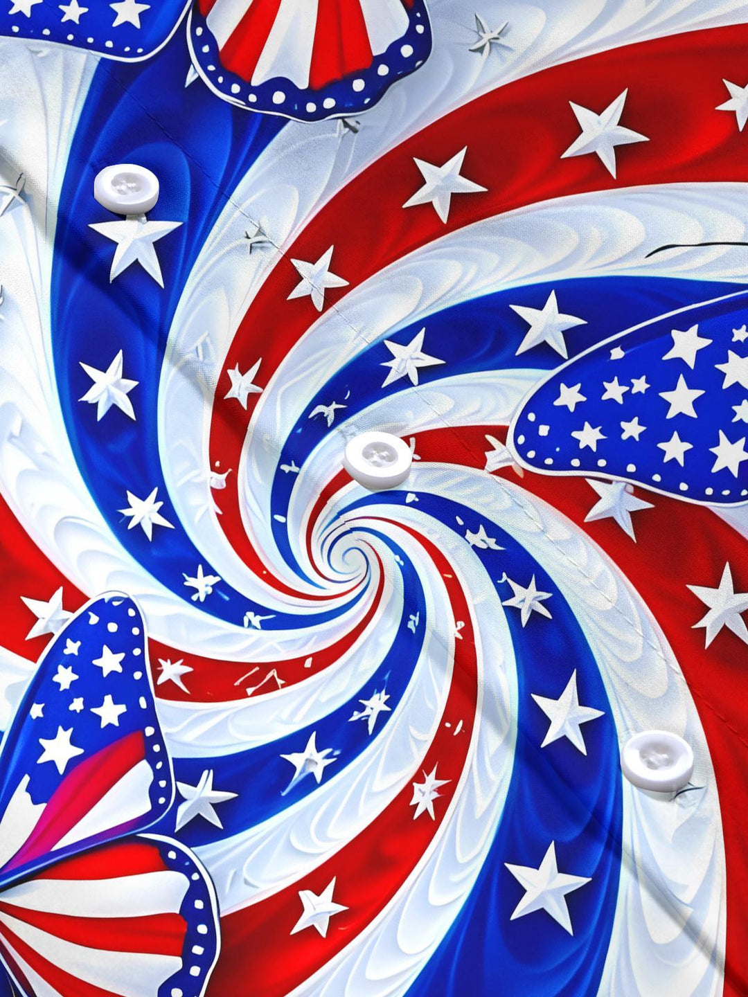 American Flag Swirl Butterflies Independence Day Women's Short Sleeve Shirts