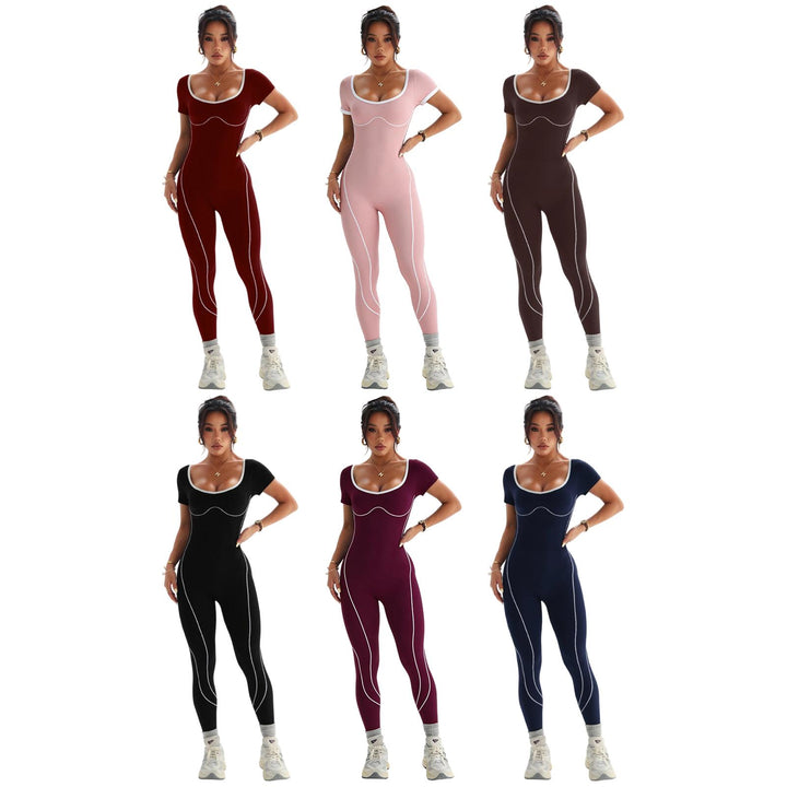Gym Jumpsuits for Women Butt Lift Short Sleeve Workout Jumpsuit Seamless Long Bodysuits for Home Fitness bearable