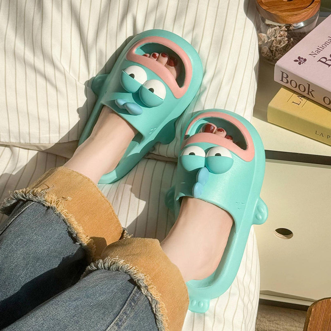Fish Slippers for Women Open Toe Indoor Funny Animal Slippers Cartoon Anti-Slip Shower Slides for Bedroom ingenious
