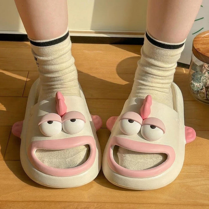 Fish Slippers for Women Open Toe Indoor Funny Animal Slippers Cartoon Anti-Slip Shower Slides for Bedroom ingenious