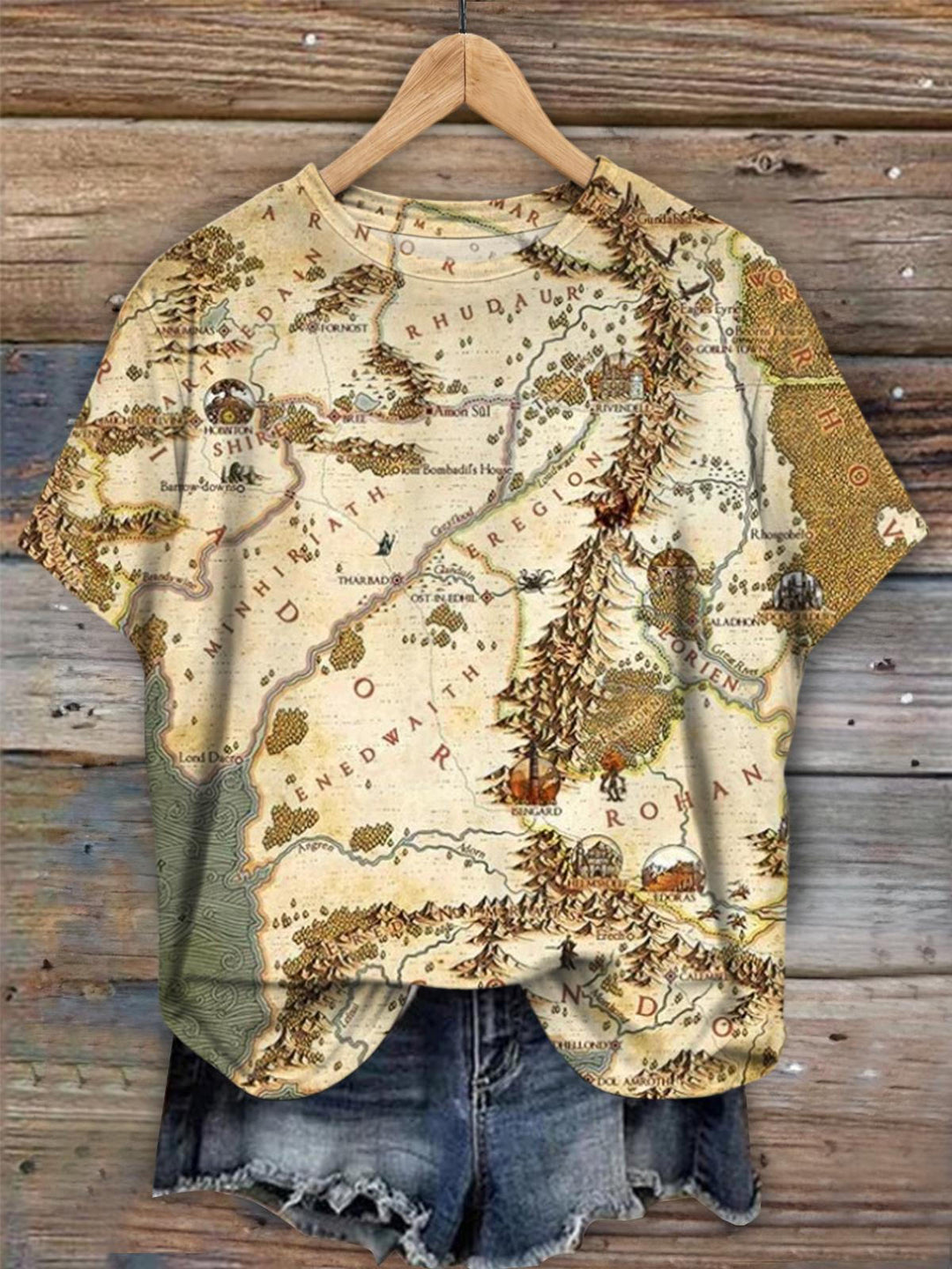 Middle Earth Map Crew Neck T-shirt