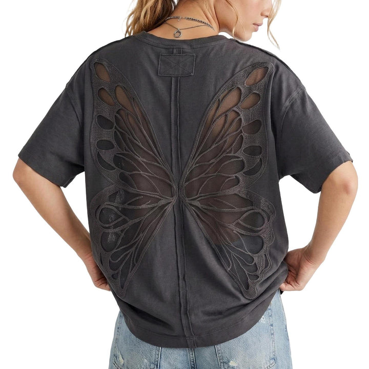 Cut Out Tops for Women Butterfly Cut Out Back Fashion Casual T Shirts Loose Fit Basic Tops for Going Out newcomer