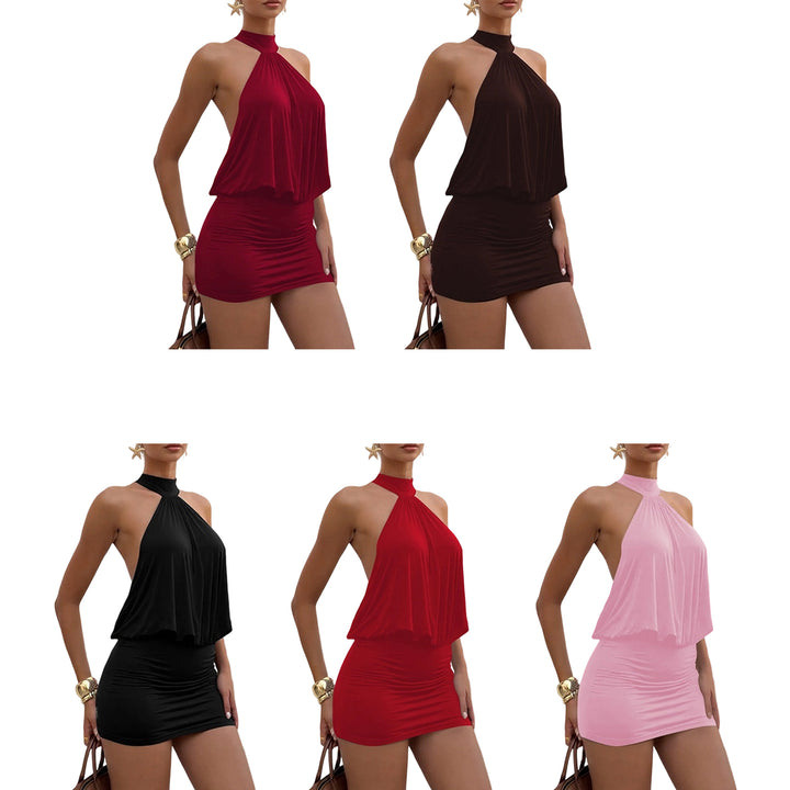 Short Halter Dress Sexy Summer Bodycon Club Party Going Out Dress for Club Beach Vacation Dating Evening frugal