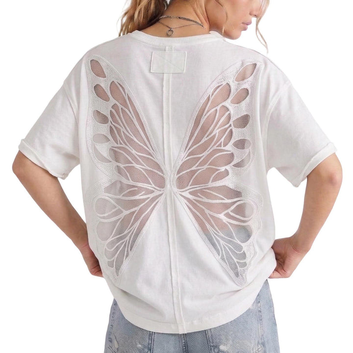 Cut Out Tops for Women Butterfly Cut Out Back Fashion Casual T Shirts Loose Fit Basic Tops for Going Out newcomer
