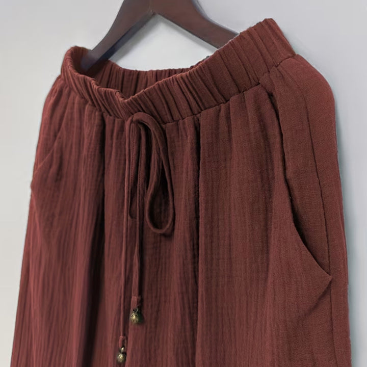 Harem Pants for Women Cotton Summer Boho Slacks with Pockets Lounge Drawstring Pants for Vacation Beach refined