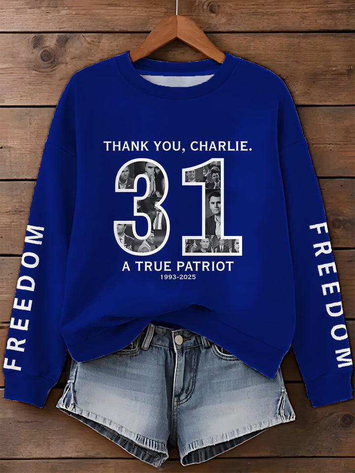 Charlie Kirk Printed Long Sleeve Casual Top