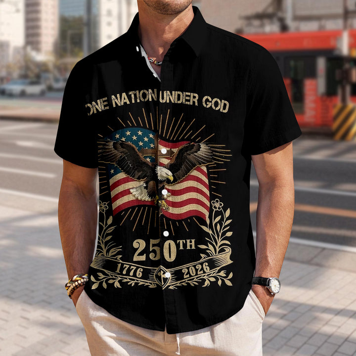 Flag Button Up Shirt Men 250 Years of Freedom Short Sleeve Hawaiian Shirts Summer Tops for Independence Day expert