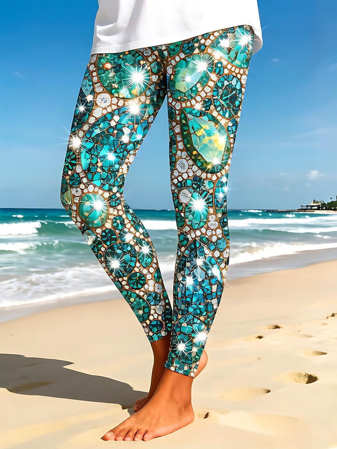 Sparkling Emerald Gemstone Women's Leggings