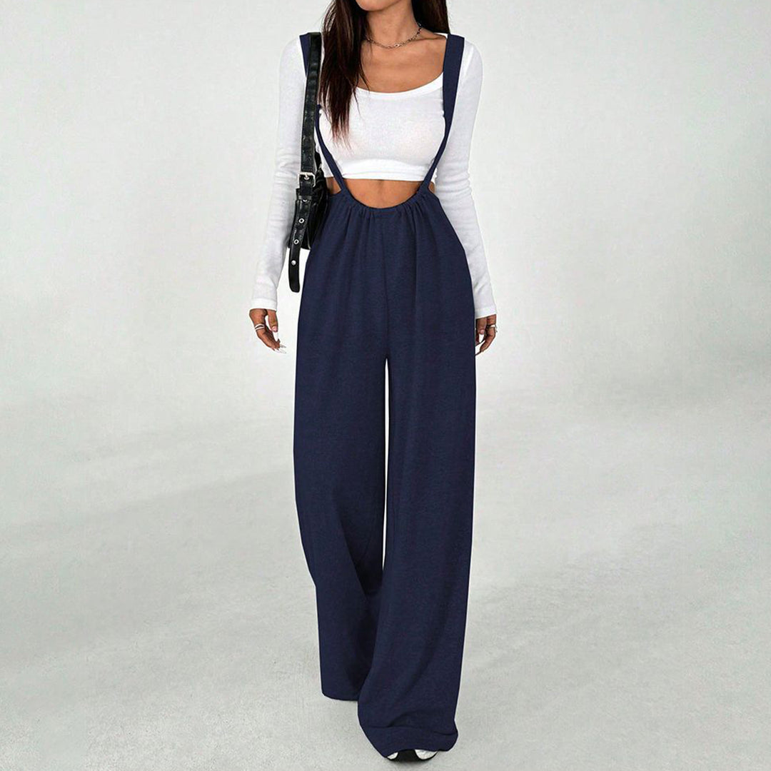 Womens Suspender Pants High Waisted Casual Sleeveless Jumpsuit Baggy Wide Leg Suspender Overalls for Travel classy