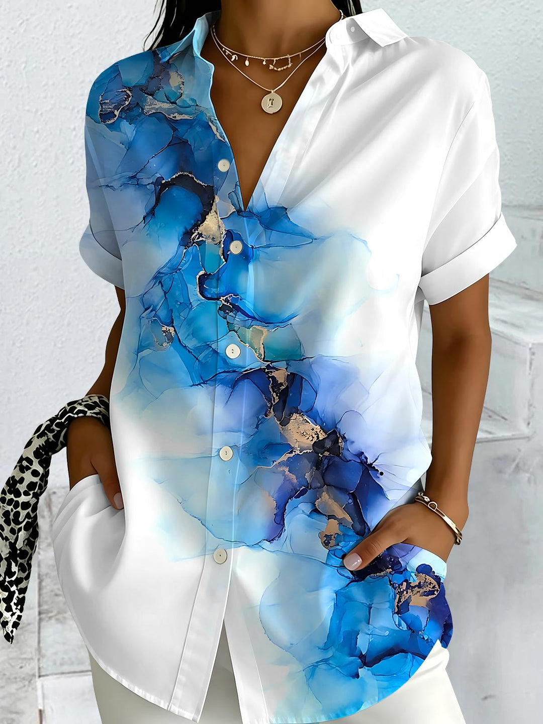 Abstract Women's Short Sleeve Shirts