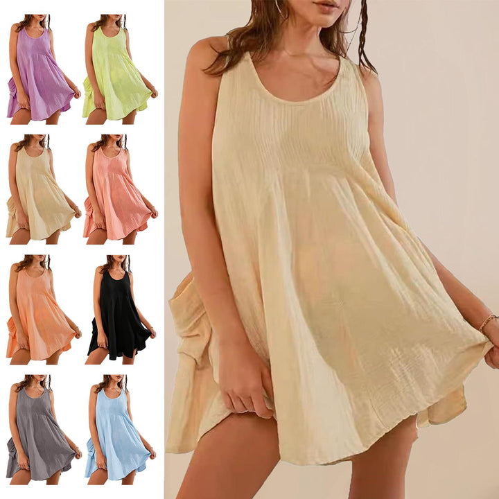 Babydoll Dress for Women Scoop Neck Loose Tank Top Dress Sleeveless Swing Flowy Sundresses for Daily Wear gorgeous