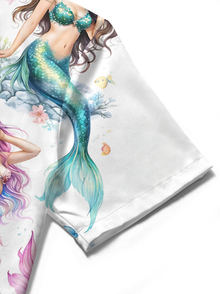 Mermaid Print Women's Short Sleeve Shirts