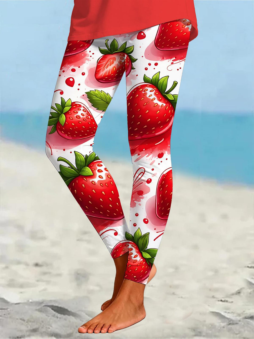 Strawberry Print Women's Leggings