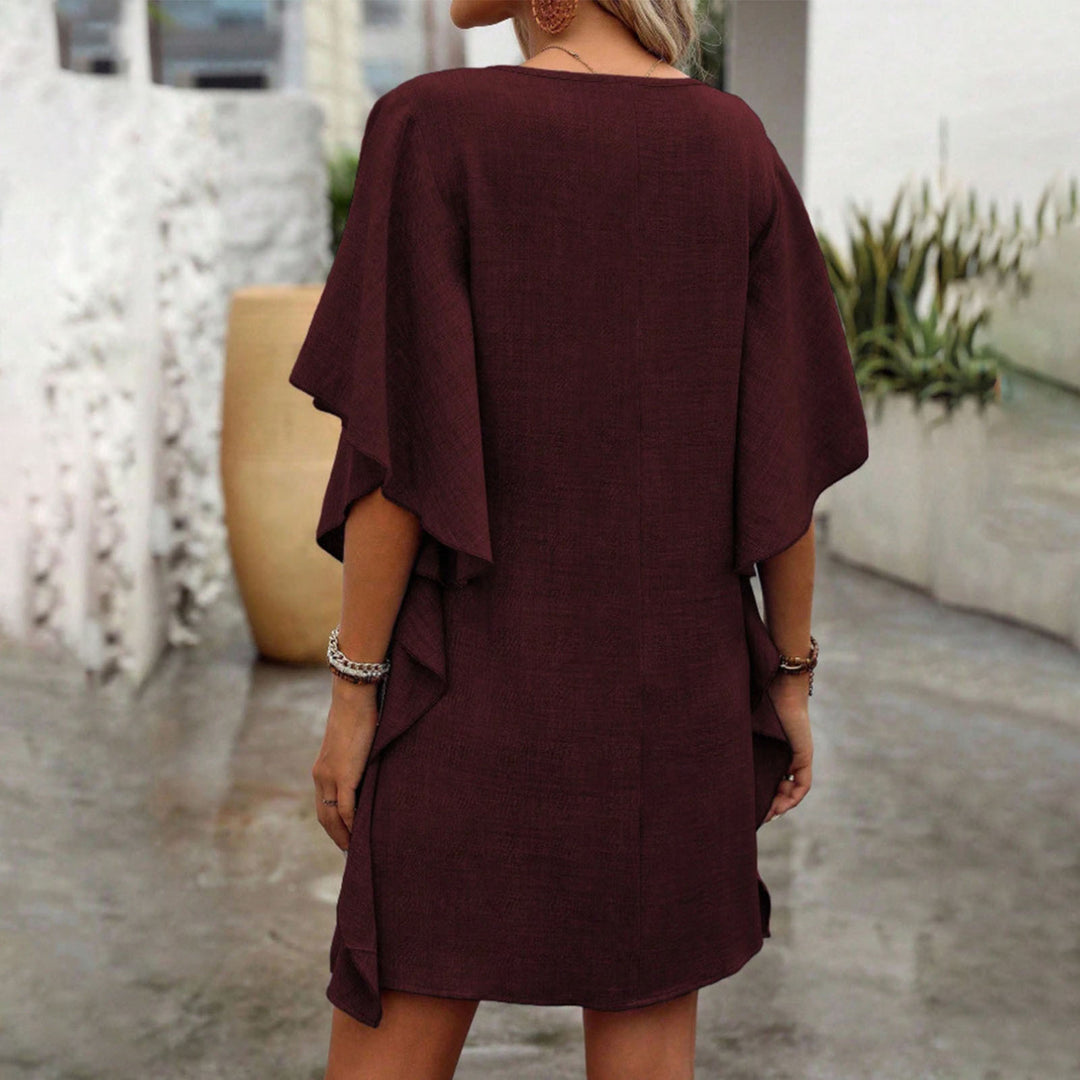 V Neck Ruffle Dress Summer Fashion Ruffle Short Sleeve Casual Shift Dress for Beach Vacation Daily Wear gifts