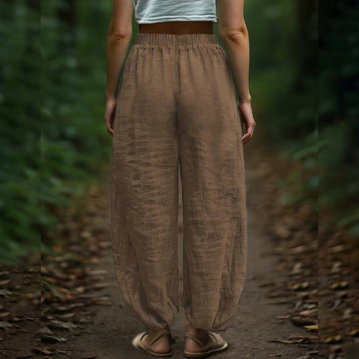 Harem Pants for Women Cotton Summer Boho Slacks with Pockets Lounge Drawstring Pants for Vacation Beach refined