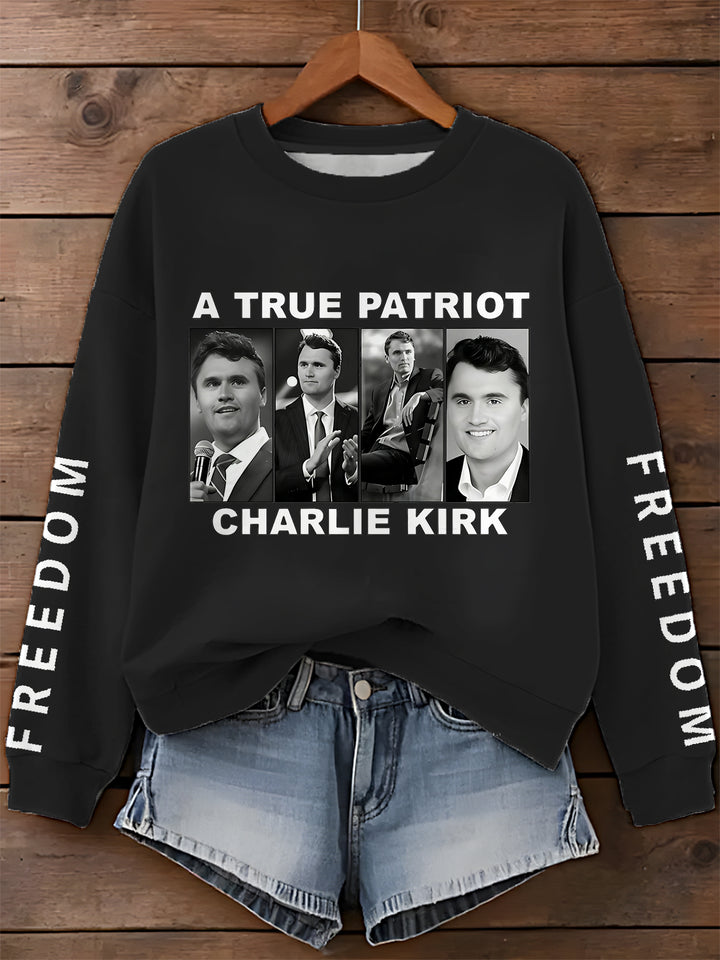Charlie Kirk Printed Long Sleeve Casual Top