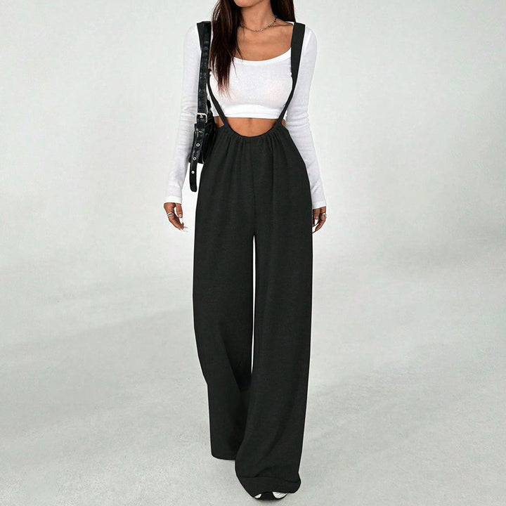 Womens Suspender Pants High Waisted Casual Sleeveless Jumpsuit Baggy Wide Leg Suspender Overalls for Travel classy