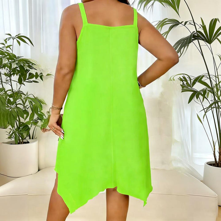 Sleeveless Summer Dress Front Zipper Summer V Neck Beach Dresses Sleeveless Loose Sundresses for Daily Wear ordinary