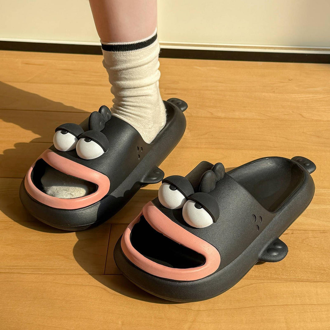 Fish Slippers for Women Open Toe Indoor Funny Animal Slippers Cartoon Anti-Slip Shower Slides for Bedroom ingenious