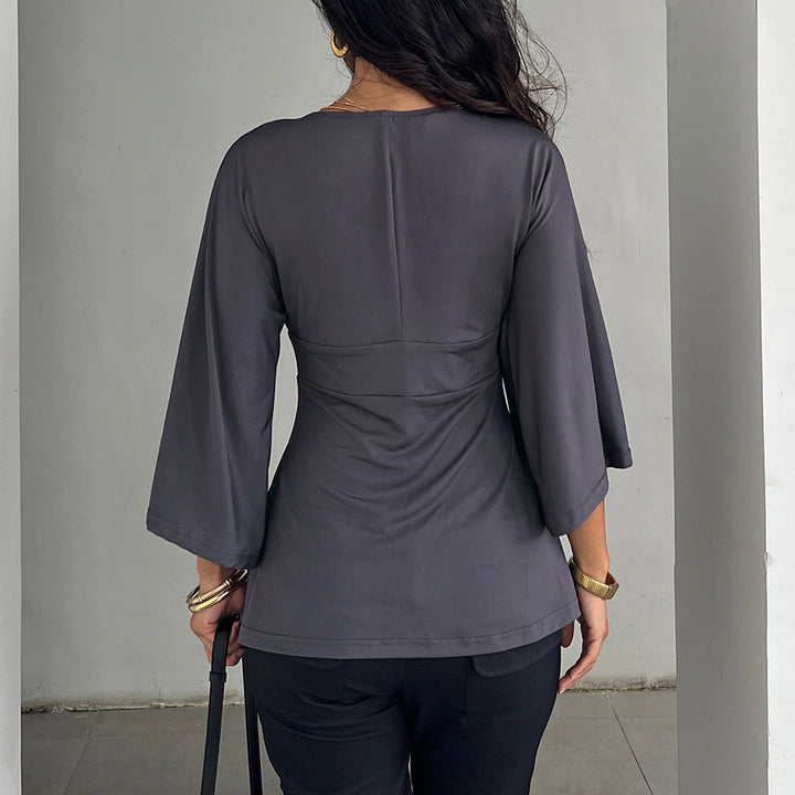 3/4 Length Sleeve Womens Tops V Neck Bell Sleeve Dressy Casual Fashion Tunic Tops Spring Outfits for Party stunning